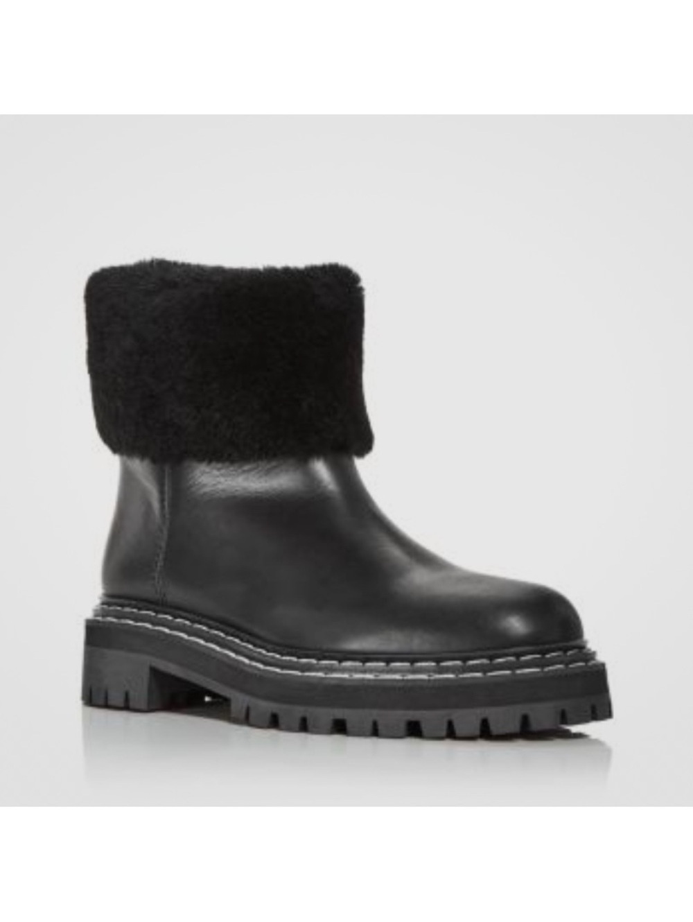 Proenza Schouler CA/SH Shearling Booties in Black, Size 38 NEW in Box + DustBag